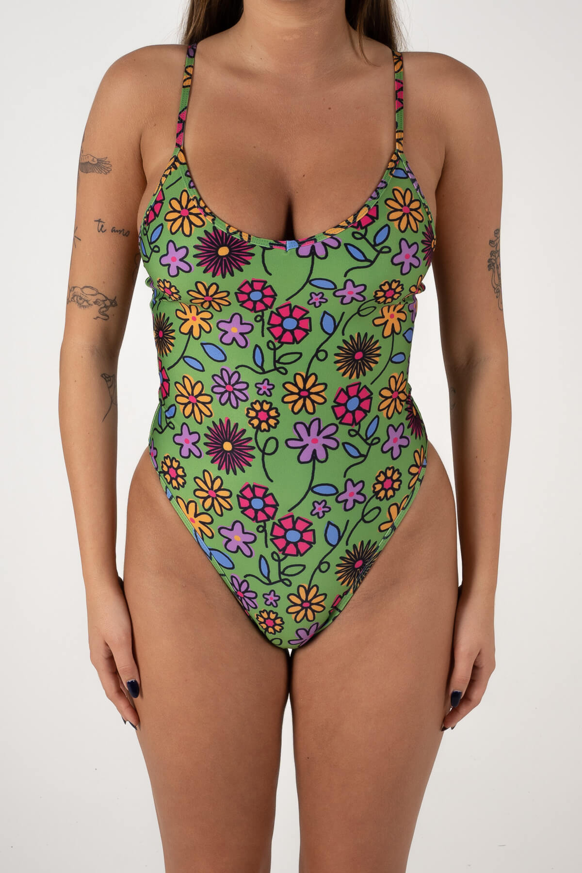 Poolside One Piece | Green Flower