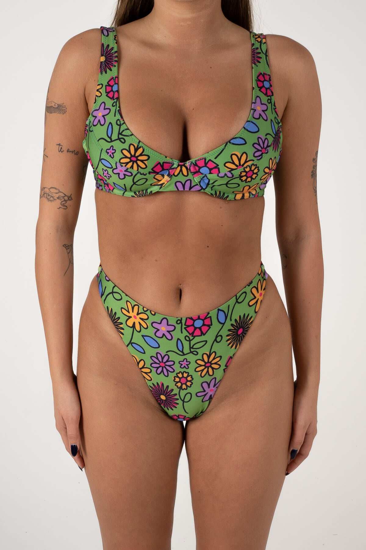 Bang Bang Bra Cup Top | Green Flower